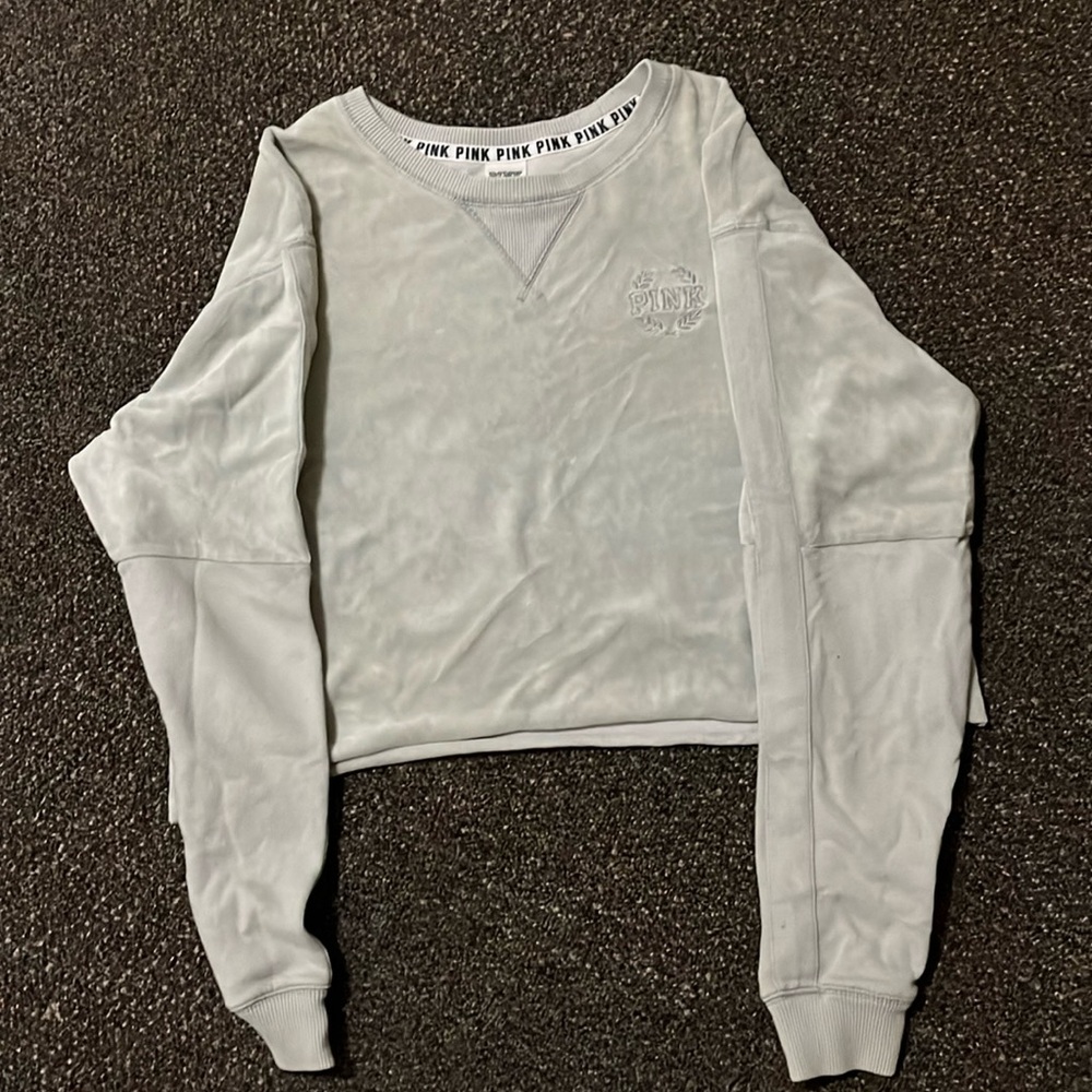 Victoria Secret Pink Gray Crewneck sweater. Size large